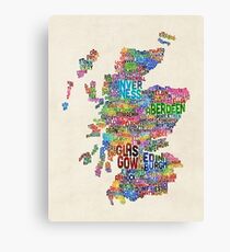 Scotland Typography Text Map Canvas Print