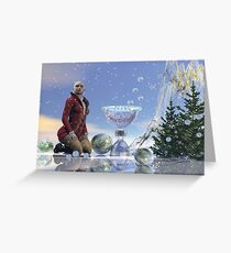 Christmas woman, Surrealistic festive text card. Greeting Card