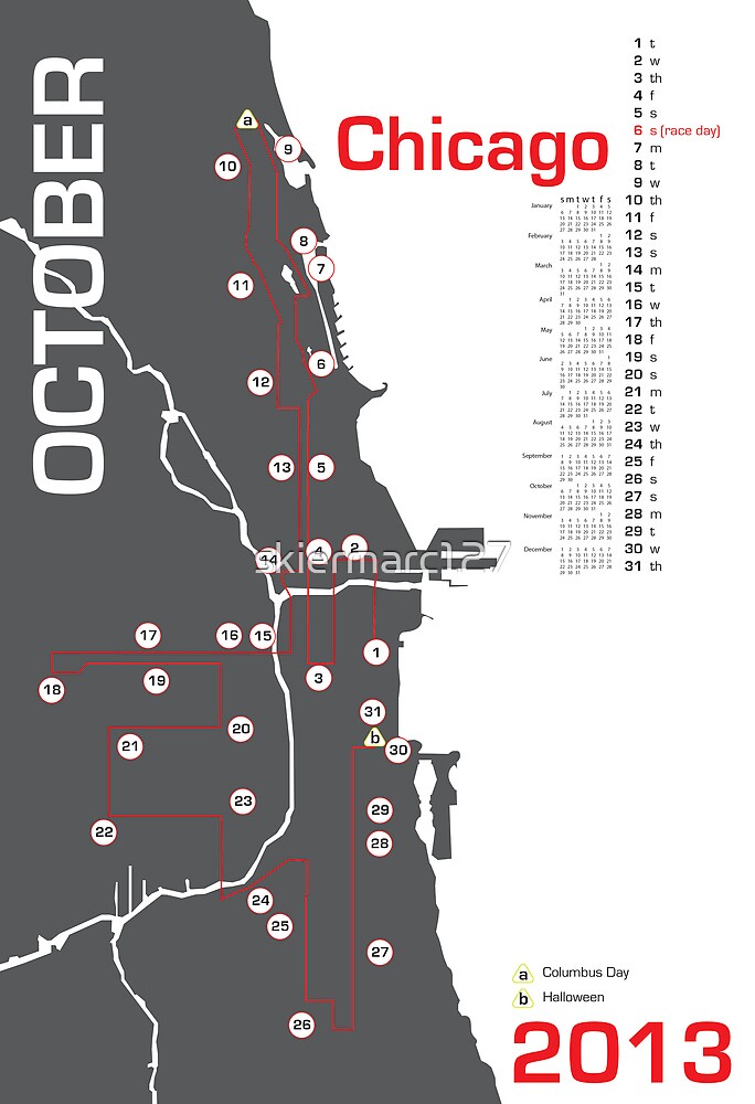 "Chicago Marathon Map" by skiermarc127 Redbubble