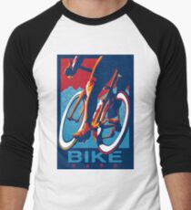Retro styled motivational cycling poster: Bike Hard Men's Baseball ¾ T-Shirt