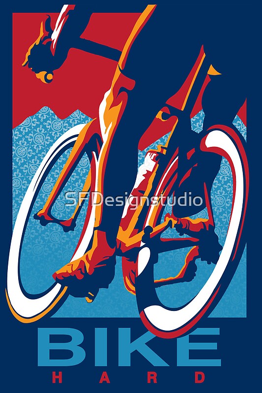 "Retro styled motivational cycling poster: Bike Hard" by SFDesignstudio