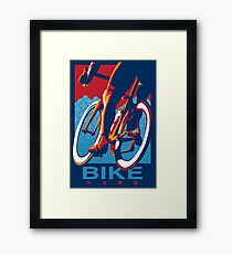 Retro styled motivational cycling poster: Bike Hard Framed Print