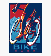 Retro styled motivational cycling poster: Bike Hard Photographic Print