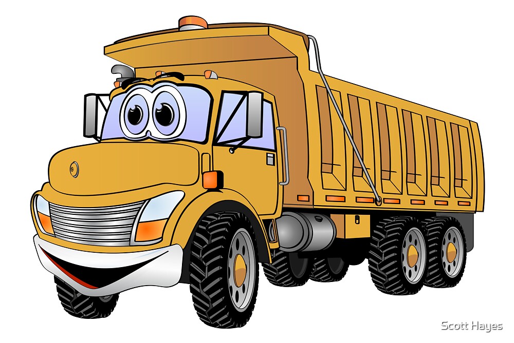 Dump Truck 3 Axle Gold Cartoon