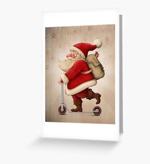 Santa Claus and the Push scooter Greeting Card