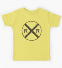 classic railroad crossing warning sign Kids Tee