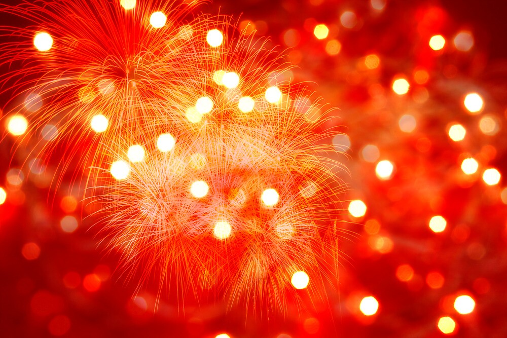 Red Background With Lights And Fireworks Fire By Joelvieira Redbubble