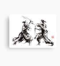 Samurai sword bushido katana martial arts budo sumi-e original ink sword painting artwork Canvas Print