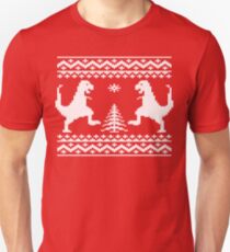 Ugly Christmas Dinosaurs Slim Fit T-Shirt