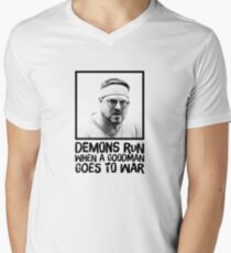 Demons run when a Goodman goes to war Men's V-Neck T-Shirt