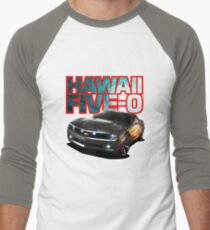 Hawaii Five-O Black Camaro (Red Outline) Men's Baseball ¾ T-Shirt
