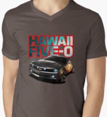 Hawaii Five-O Black Camaro (Red Outline) Men's V-Neck T-Shirt