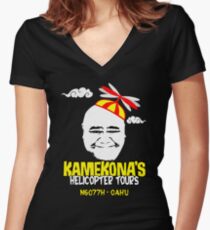 Kamekona's Helicopter Tours Women's Fitted V-Neck T-Shirt