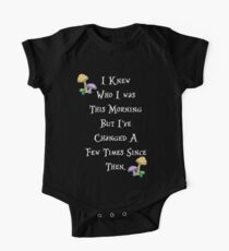Alice in Wonderland Saying, White text. One Piece - Short Sleeve