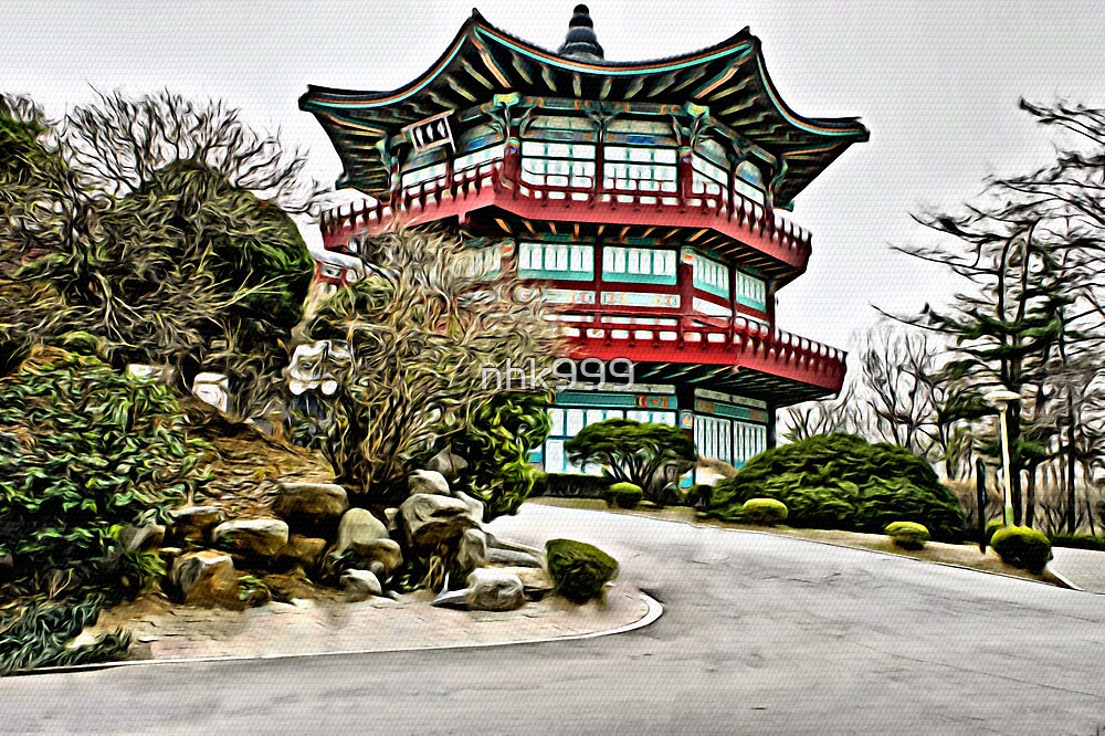 "Old Korean Architecture Linen / Canvas Digital Painting" by nhk999