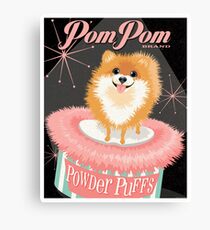 Pomeranian Dog with Powder Puff retro poster design- original art Canvas Print