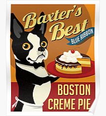 Boston Terrier Dog Baker retro poster design- original art Poster