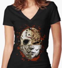 HORROR MASHUP Women's Fitted V-Neck T-Shirt