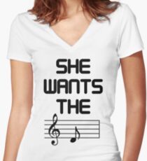 Camiseta entallada de cuello en V Ella quiere la D (clave)