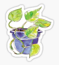 Watercolor Potted Purple Philodendron Sticker