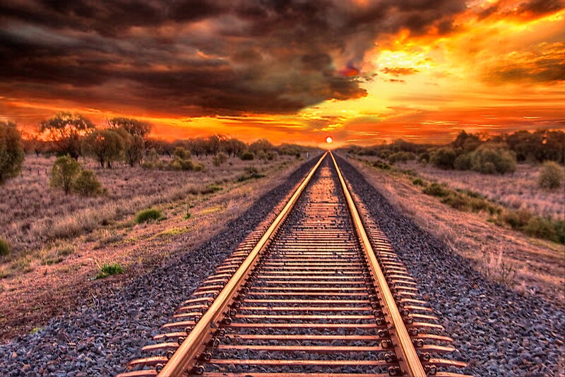 Train Track To Sunset By Chris Brunton Redbubble