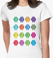 Android Andy Warhol color effect style Women's Fitted T-Shirt