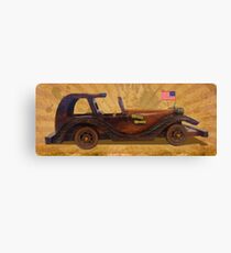 Wooden Car With U.S Flag Canvas Print