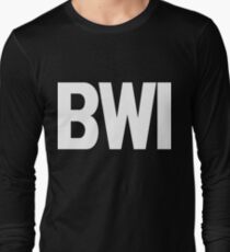 BWI Baltimore Washington International Airport White Ink Long Sleeve T-Shirt