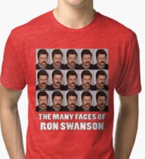 The Many Faces of Ron Swanson Tri-blend T-Shirt