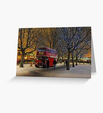 Red London Bus in the Snow Greeting Card