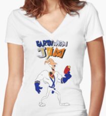 Earthworm Jim Women's Fitted V-Neck T-Shirt