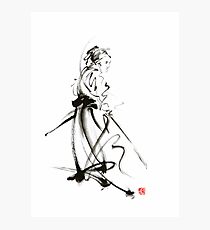 Samurai sword bushido katana martial arts sumi-e original ink painting artwork Photographic Print