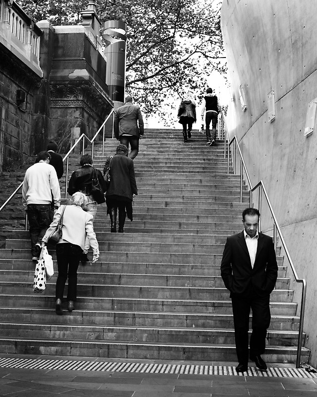  Man Going Down Stairs By Andrew Makowiecki Redbubble
