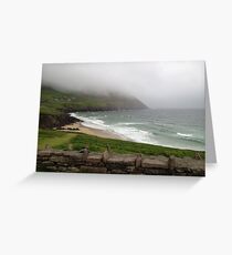 Mist over the mountains at Coomeenole Beach, Kerry, Ireland Greeting Card