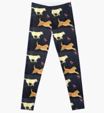 Golden Retrievers. Print of Embroidered Textile Leggings