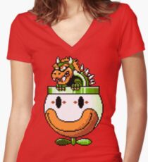 Bowser and Clown Copter Women's Fitted V-Neck T-Shirt