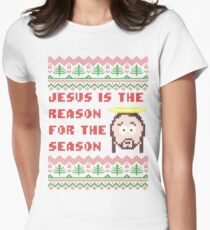 Jesus is The Reason for The Season Ugly Christmas Sweater Women's Fitted T-Shirt