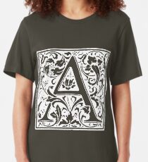 William Morris Renaissance Style Cloister Alphabet Letter A Slim Fit T-Shirt
