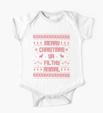 Frohe Weihnachten du dreckiges Tier (rot) Baby Body Kurzarm
