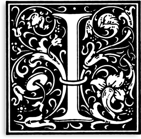 William Morris Renaissance Style Cloister Alphabet Letter I Canvas