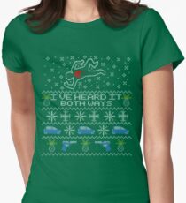 Camiseta entallada Suéter feo, suéter de Navidad Lo he escuchado en ambos sentidos