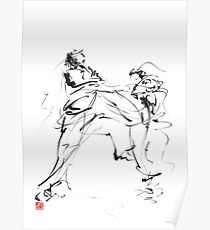 Karate martial arts kyokushinkai japanese kick oyama ko knock out japan ink sumi-e Poster