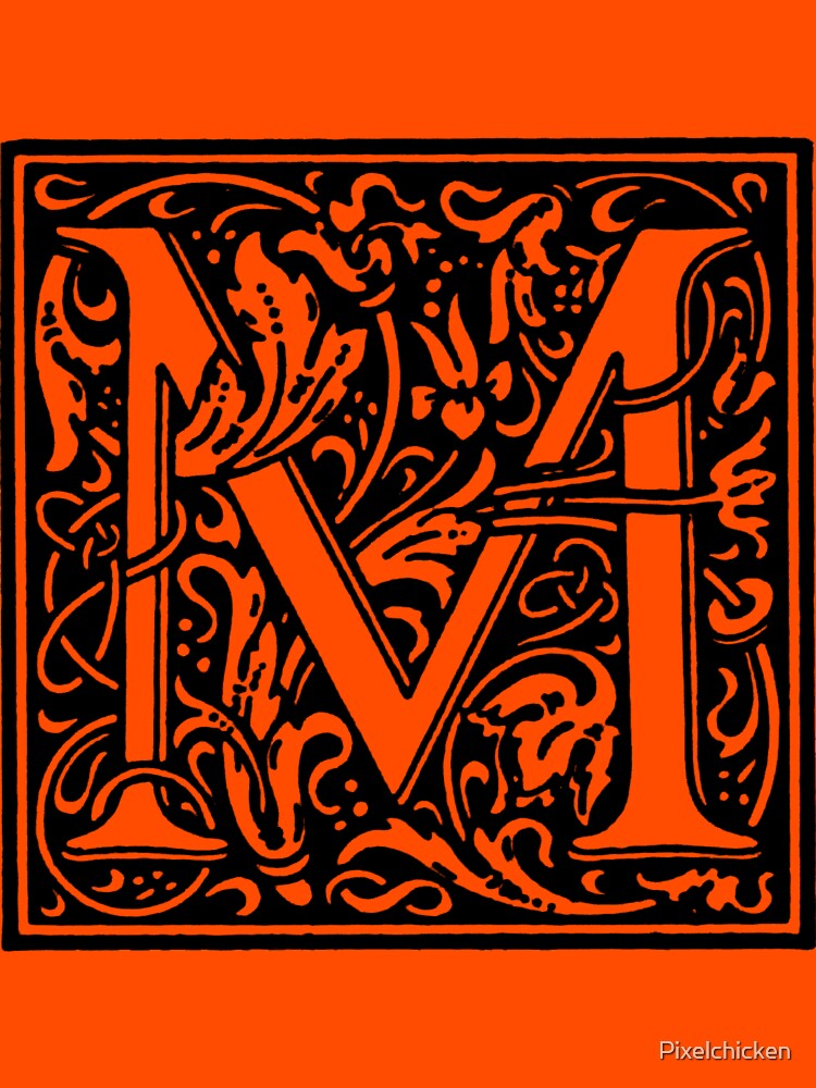 "William Morris Renaissance Style Cloister Alphabet Letter M" T-shirt