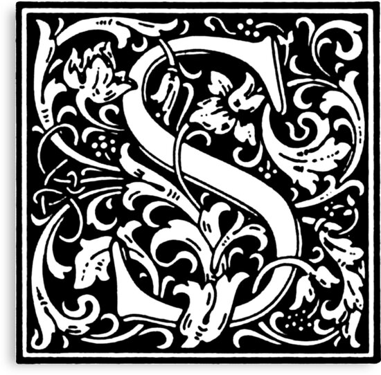 william morris renaissance style cloister alphabet letter