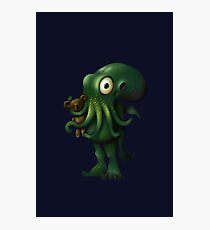 H P Lovecraft Baby Cthulhu with Teddy Photographic Print