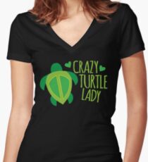 Crazy Turtle Lady Women's Fitted V-Neck T-Shirt