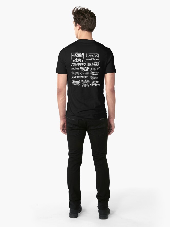 Alternate view of Heavy Metal-style Classical Composers Slim Fit T-Shirt