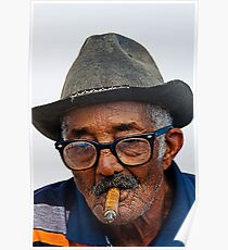 Old Cuban man & cigar, Trinidad, Cuba Poster