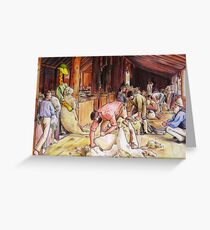 Art Giraffe- Shearing The Rams Greeting Card