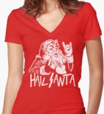 Hail Santa Women's Fitted V-Neck T-Shirt